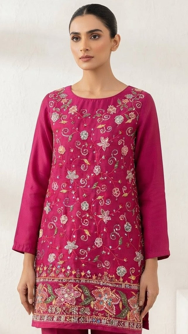 Khan Fabrics Premium Medium Silk Embroidered Shirt